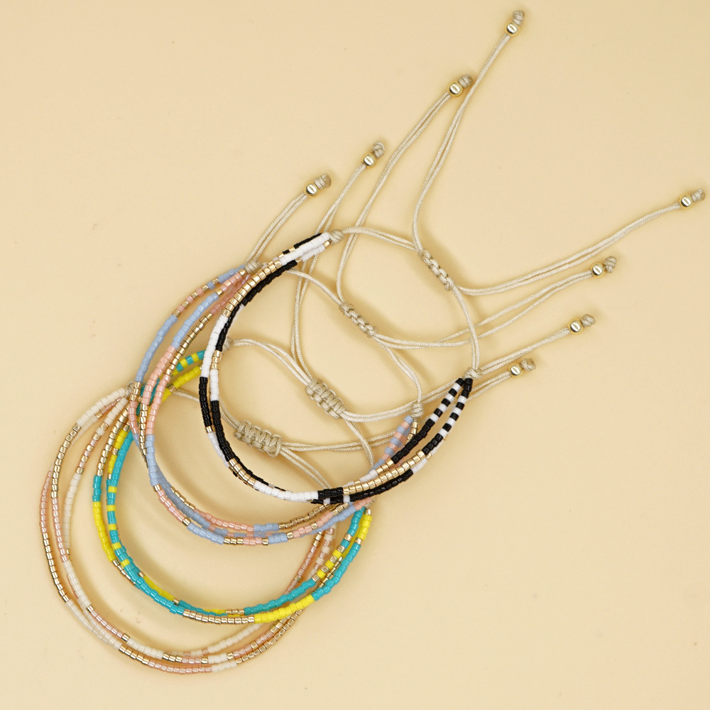 Bohemian Color Block Glass Beaded Bracelets