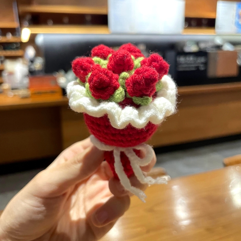 教师节礼物2025新款送女老师手捧花钥匙扣谢师礼毛线花束挂件成品|undefined