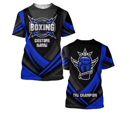 Boxing Training T-Shirt Tough Guy Boxer Pattern T-Shirt Men's Clothing Quick-Dry T-Shirt for Men and Women