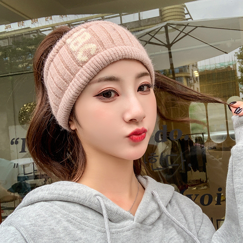 Korean-style Internet Trendy Empty-top Wool Cap Girls Autumn and Winter Thickened Warm Knitted Cap Outdoor Running Duck Tongue Hat