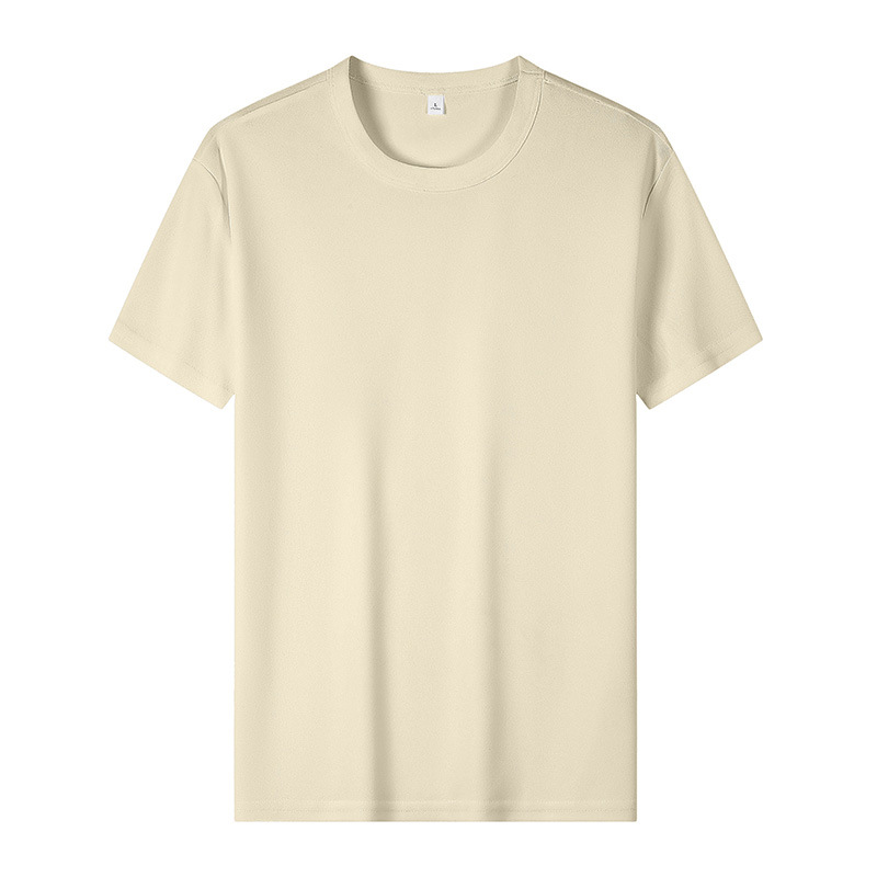 Verano tres líneas de seda de manga corta fácil de manejar cuello redondo camiseta de impresión de manga corta camiseta de impresión cultural de logotipo de impresión personalizada