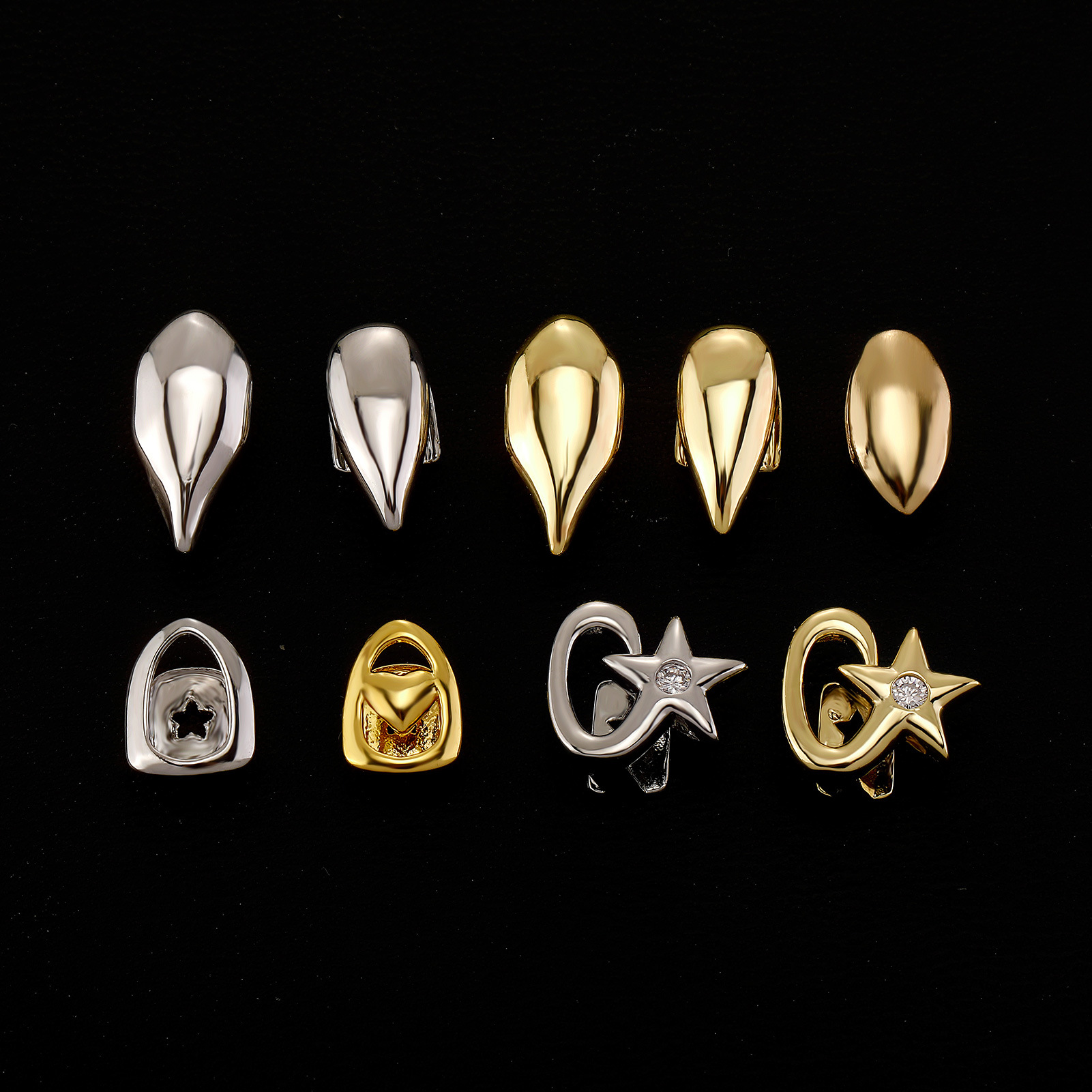 Zircon Inlay Material Tooth socket Classification Hip-Hop Geometric Star Water Droplets Copper Inlay Zircon Unisex Tooth Socket 1 Pair