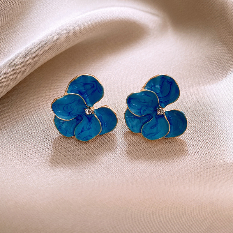 Flores azules vintage medievales pendientes de goteo de aceite ligero lujo alta sensación de joyería Yiwu fábrica al por mayor image 48