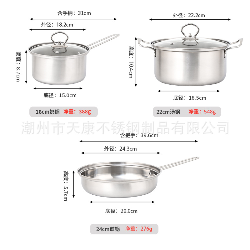 Juego de Batería de Cocina de Acero Inoxidable Set de 5 Piezas de Acero Inoxidable 410 Sin Recubrimiento para Hogar, Restaurante y Hotel image 4
