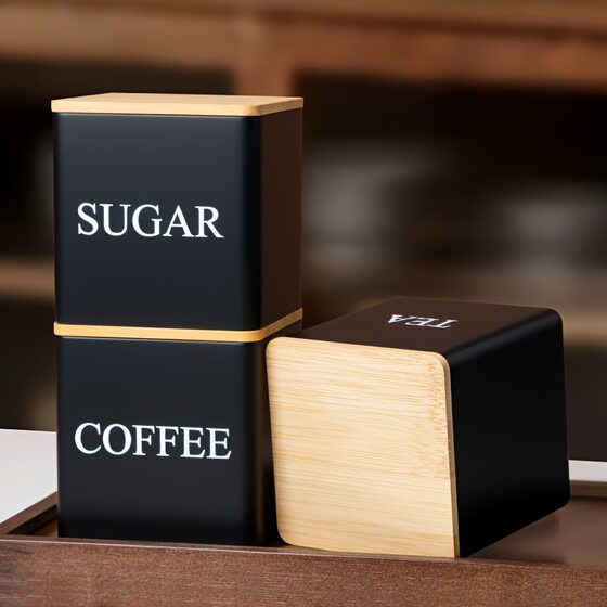 E-commerce special explosive bamboo lid combination 85 small square can container tea coffee set combination tinplate can iron box