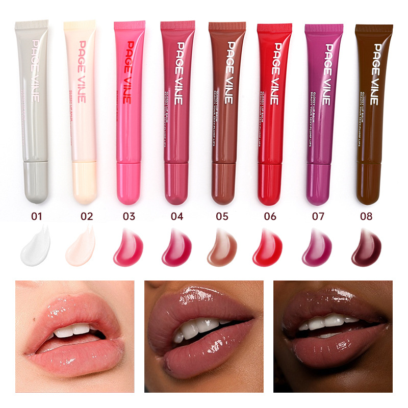 Transfronterizo PAGE VINE caja de teléfono esmalte labial cabeza redonda polipéptido lipstick lubricante líquido hidratante miel labial comercio exterior