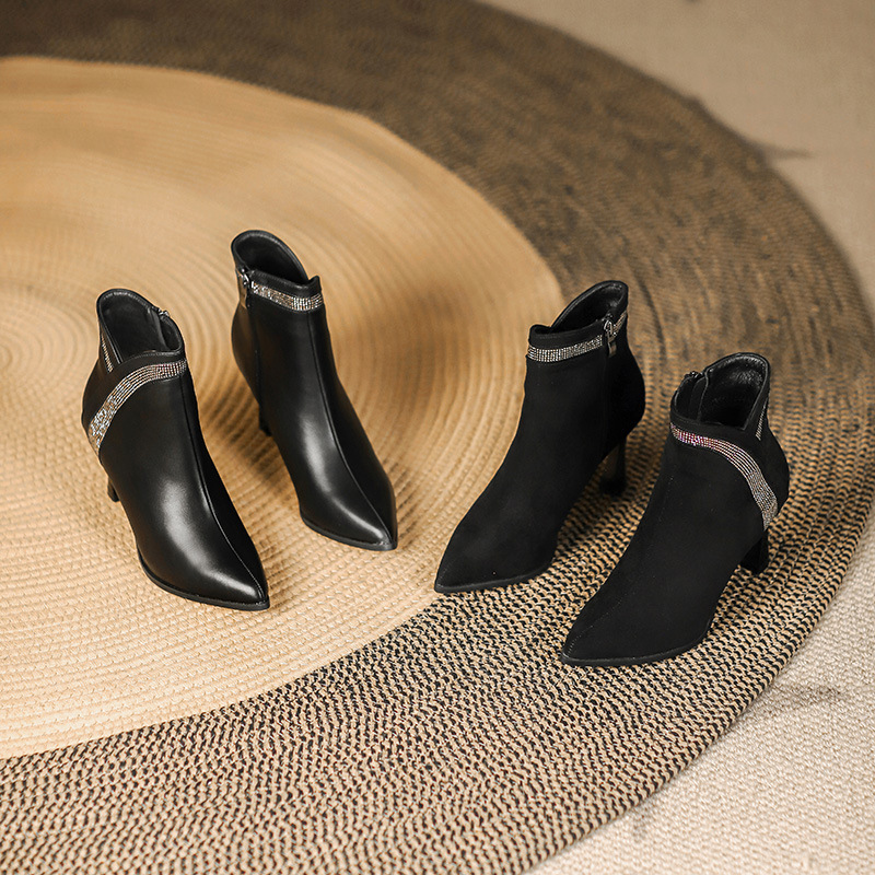 Outdoor boots stiletto heel ankle boots for women autumn 2024 new high heels personality pointed European and American style high heel ankle boots