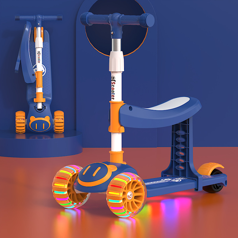 Spot de comercio exterior scooter al por mayor para niños tres en uno sentado y resbaladizo para hombres y mujeres, música para bebés, patinaje ligero