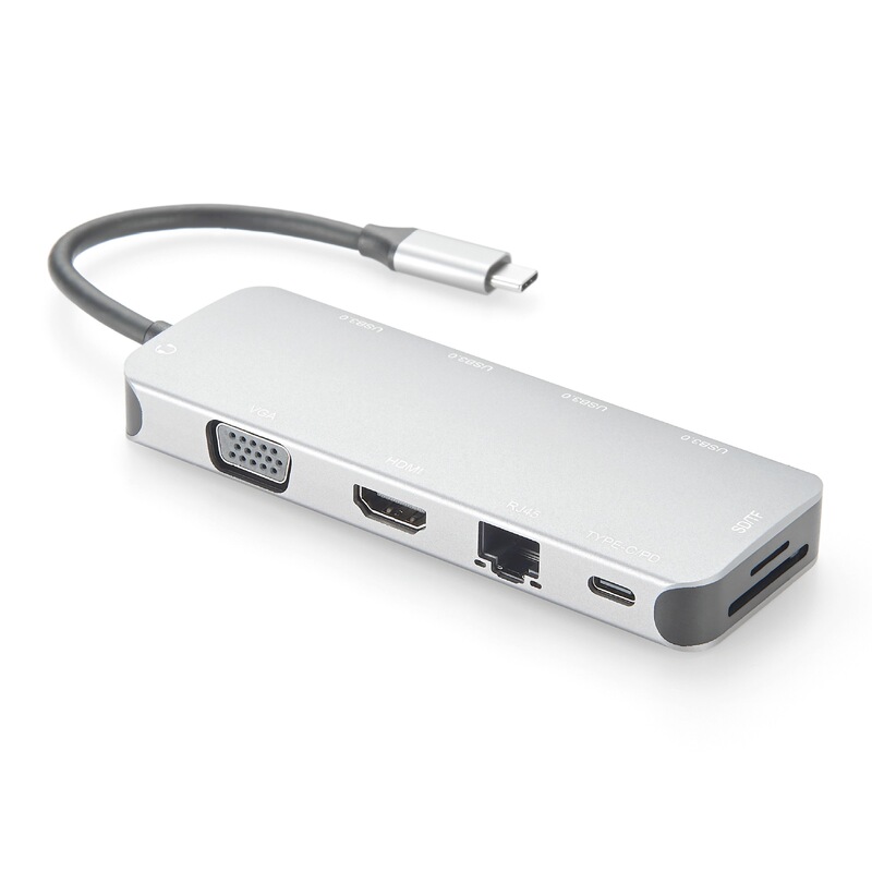 Docking Station 11-in-1 Usb-C to HDMI Converter Suitable for Ipad, MacBook 4K Screen Projection Vga Audio