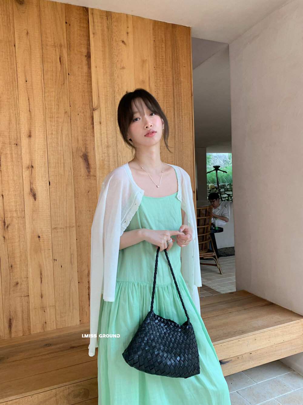 Áo khoác cardigan nữ dáng rộng tay dài chất liệu linen phối ren họa tiết hoa — xanh đậm, Xanh nước biển, trắng ngà, Dưa lưới chi tiết 29