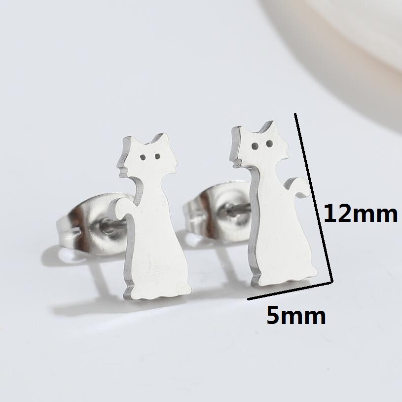 9g Weight Earrings Event & Party Supplies PVD Coated Gold Plating Process PVD Coated 18K Gold Real Gold Plated Rabbit Turkey Cat 304 Stainless Steel Fashion Waterproof Non Tarnish Ear Studs