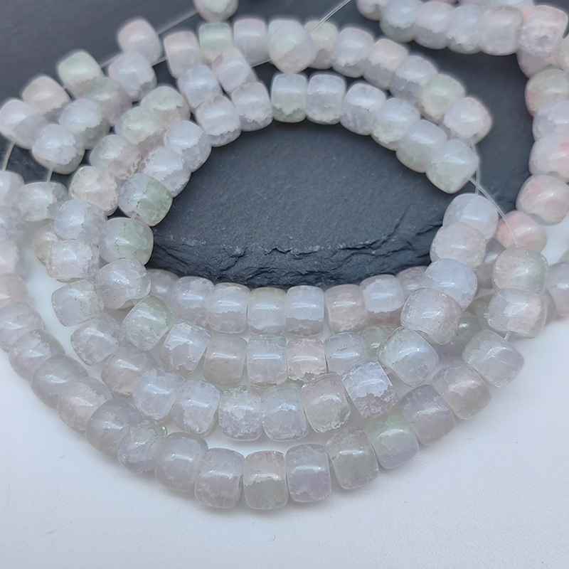Frosty Crush Gradient Glass Bezel Round Beads 6x8mm DIY Handmade Necklace Bracelet Earrings Accessories Material Parts
