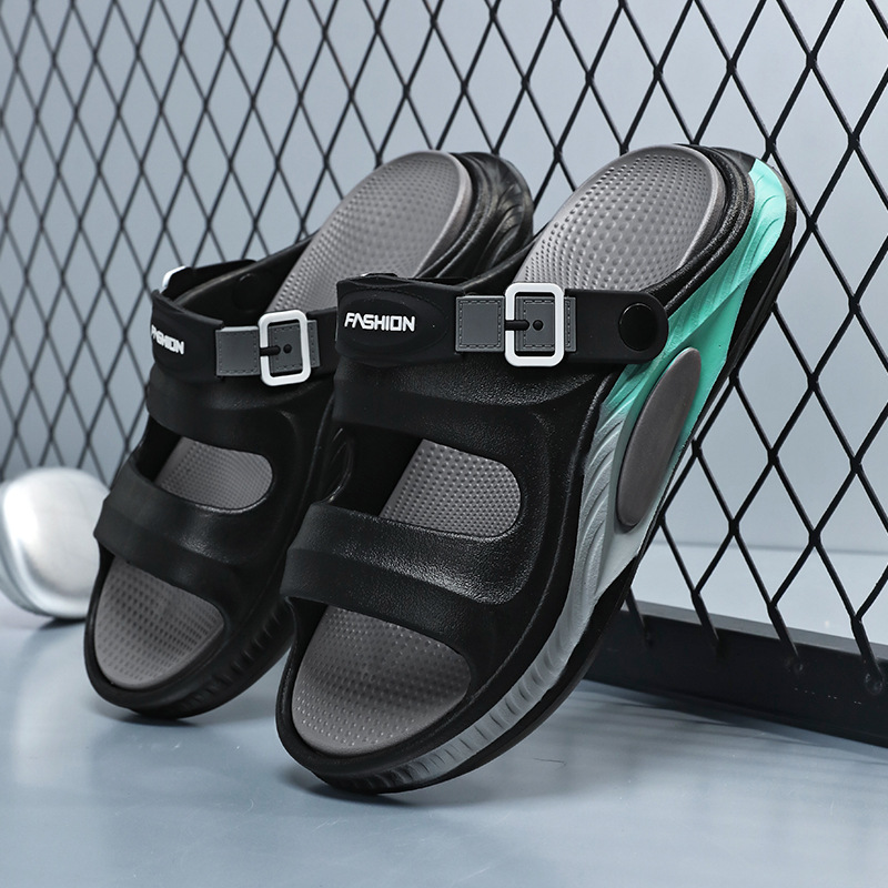Pantuflas para hombre verano nuevo estilo deportivo antideslizante sandalias exteriores personalidad casual playa chanclas transfronterizas zapatillas EVA