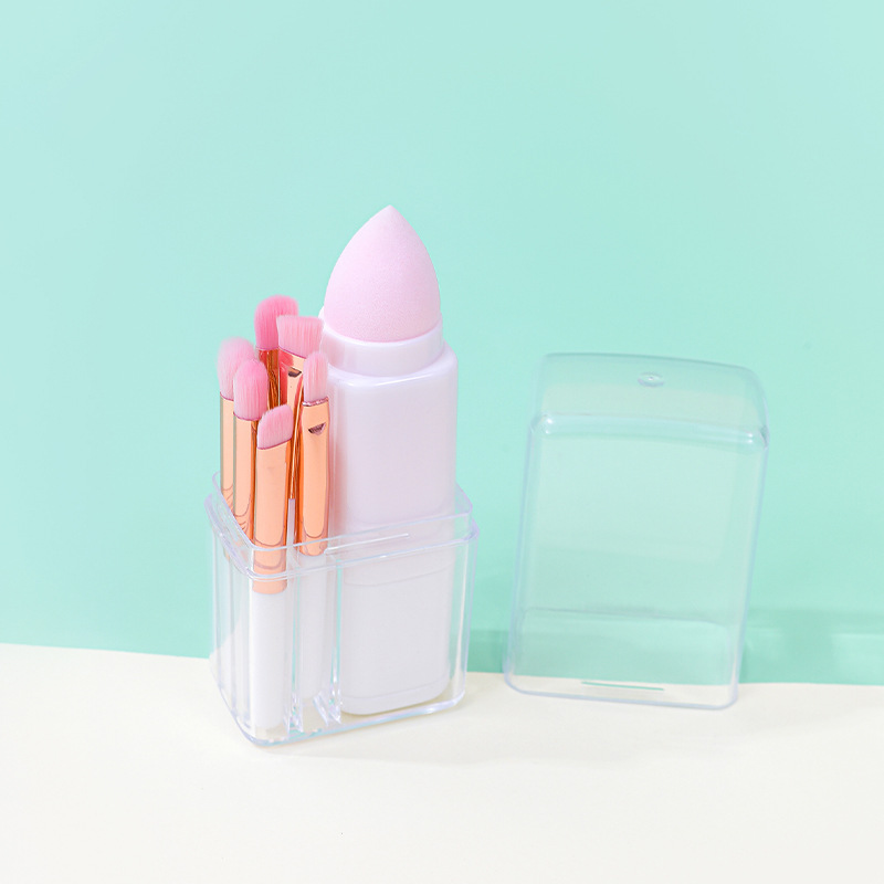 Nuevo portátil 8 en 1 cepillo de maquillaje multifuncional un conjunto de pincel de polvo de sol rojo detalle de ojos cepillo herramienta de maquillaje