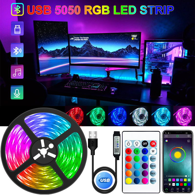 Wholesale 5050 Light Strip USB Bluetooth 5V Flexible Led Light Tape Rgb Tv Desktop Screen Backlight Tape 44 Keys