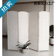 草编藤编屏风手工折叠隔断实木时尚酒店玄关客厅卧室移动折屏简