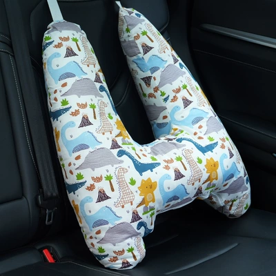 Seat belt shoulder pad anti-collar neck baby pillow - dinosaur-paradise-removableupgrade-linercotton-breathable-5566cm