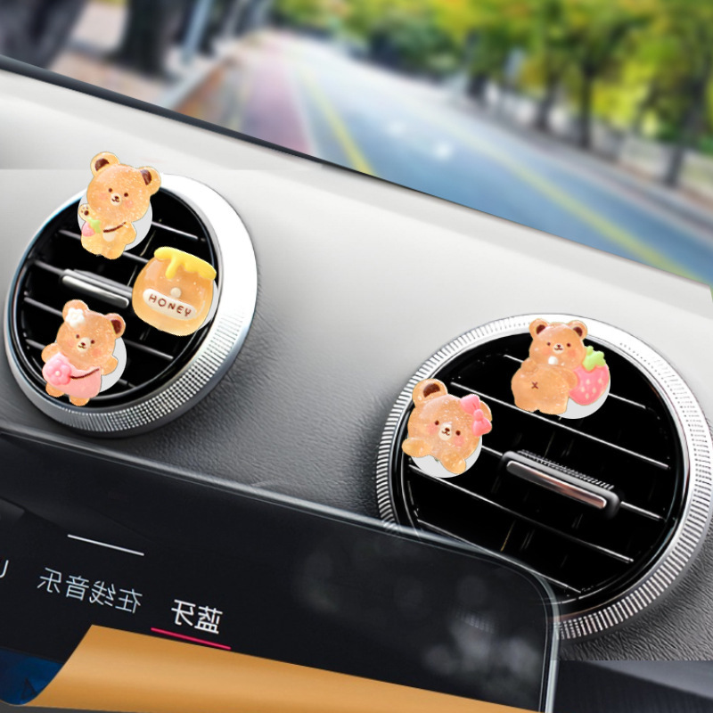 Salida de aire para automóvil Oso brillante, aromaterapia creativa, perfume para automóvil, adornos de dibujos animados, suministros de decoración, suministros para automóvil