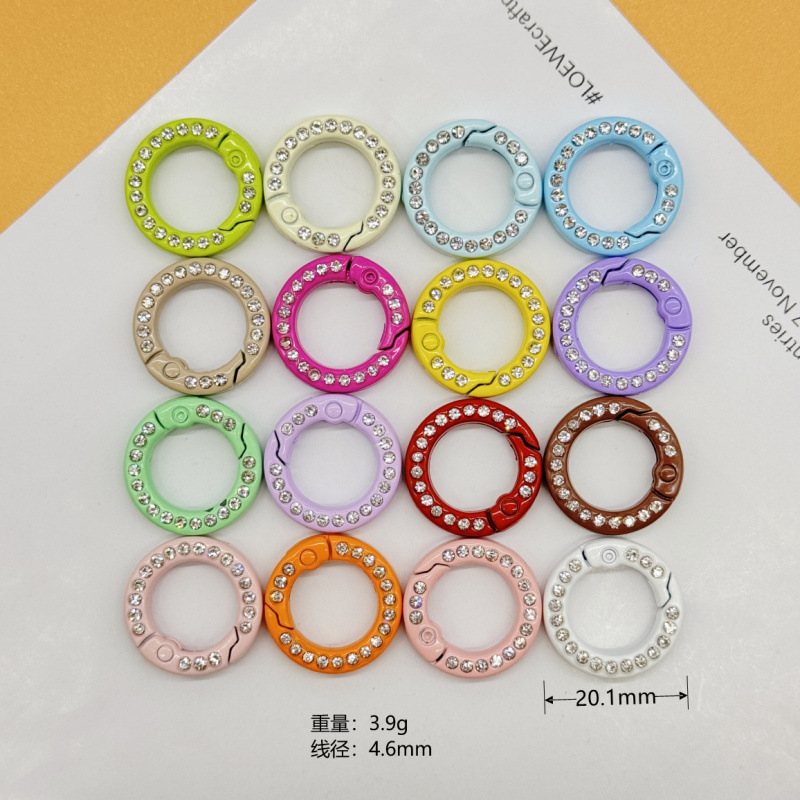スプリングリングキャンディーカラースプリングバックルアクセサリーカラフルな愛ペイントブックリングカードリングキーホルダーオープン diy ジュエリー|undefined