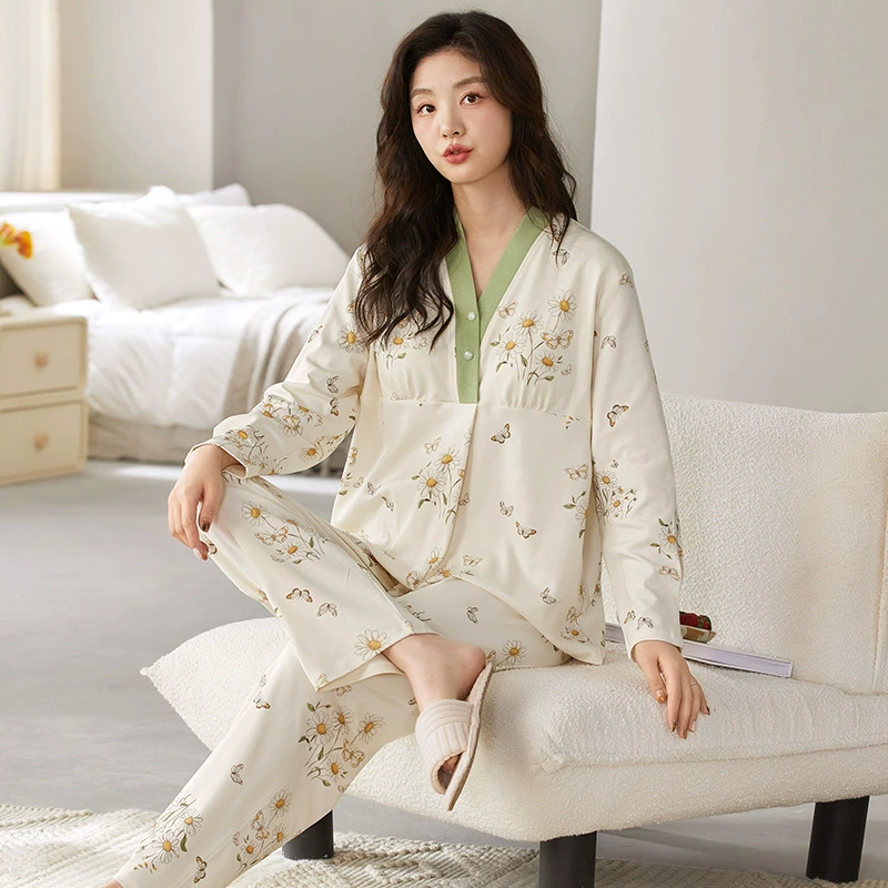 2025 весна и лето 7A антибактериальный чистый хлопок с нагрудной подкладкой, одежда для беременных, впитывающая пот, дышащий комплект одежды для кормления