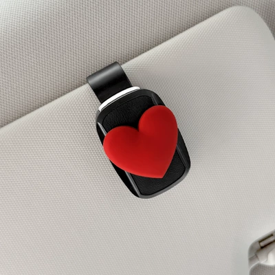 Glasses Holder Car Glasses Holder: Car Glasses Clip/Bill Clip - glasses-clip-black-red-heart