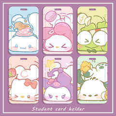 Three Lovers Cute Student Slide Card Case Meal Card Bus Card ID Card Holder Access Card School Card