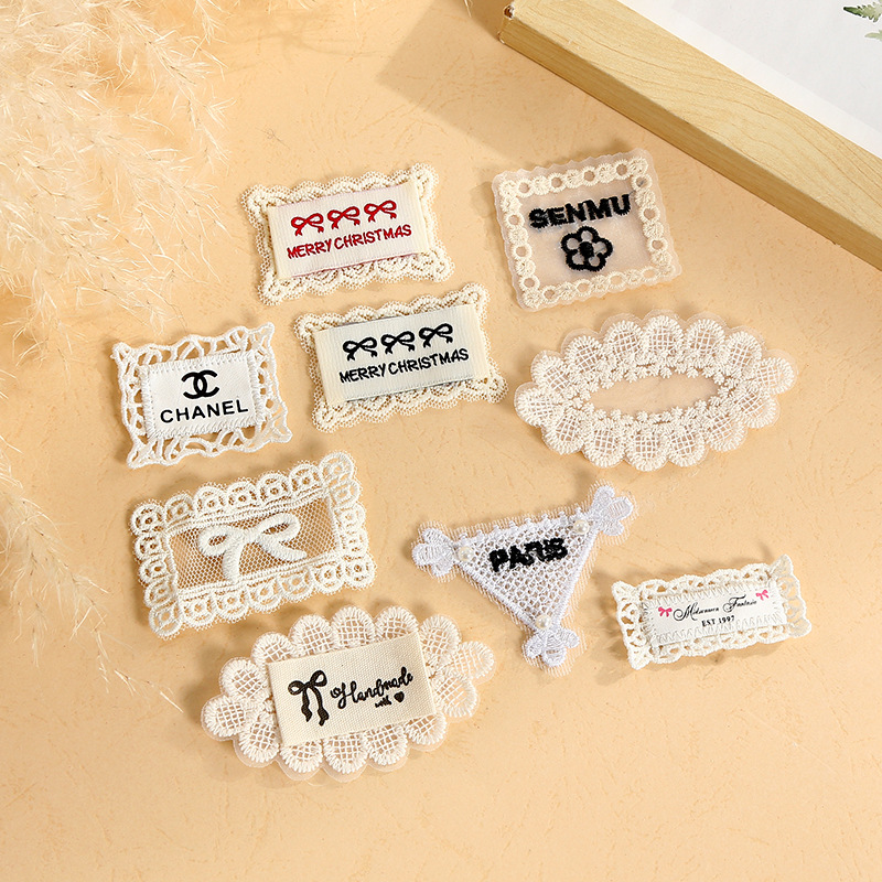Flower Bow White Cut Out Lace Cloth Stickers Creative DIY Handmade Clothing Accessories Accessories Decoration