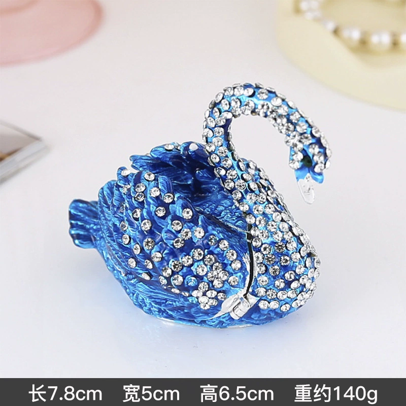 Blue metal swan, storage system, accessory, enamel, box, light luxury style