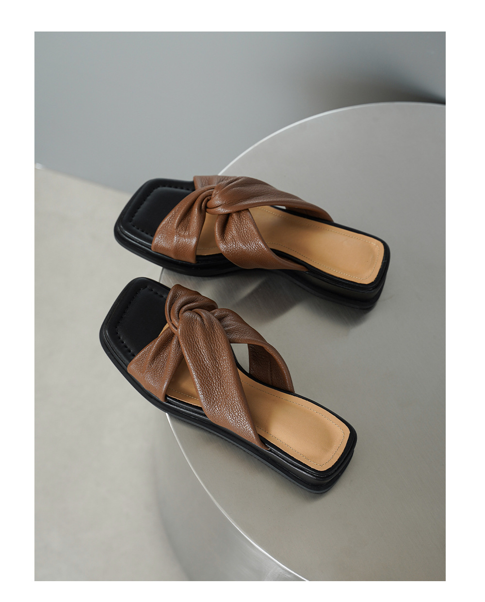 Sandal nữ quai chữ V đế dày gót 4cm phong cách đơn giản — màu be chi tiết 16