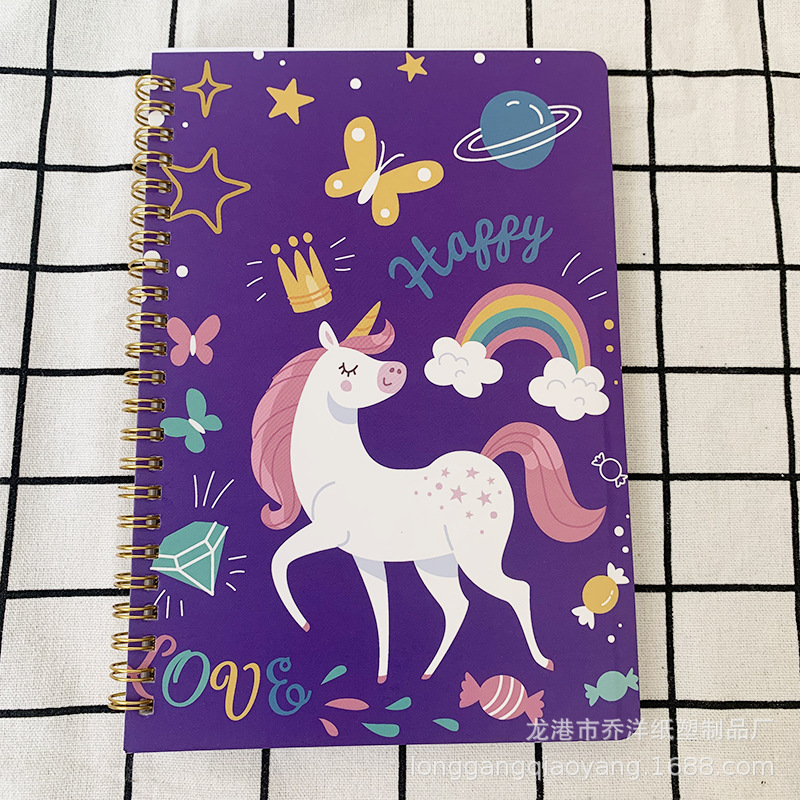 Nuevo A5 colorido unicornio engrosada bobina en Blanco Cuaderno libro de fotos estudiante diario Bloc de notas transfronteriza