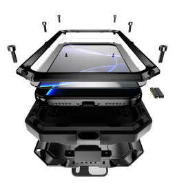 跨境热销适用iPhone17 air 17PM金属三防手机壳17pro支架壳防摔套