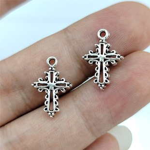 European and American Retro DIY Metal Jewelry Accessories Hollow Lace Small Cross Mini Necklace Small Pendant Pendant