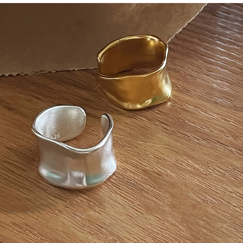 Irregular Open Ring For Women Matte Gold And Silver Two-tone_voghion.com