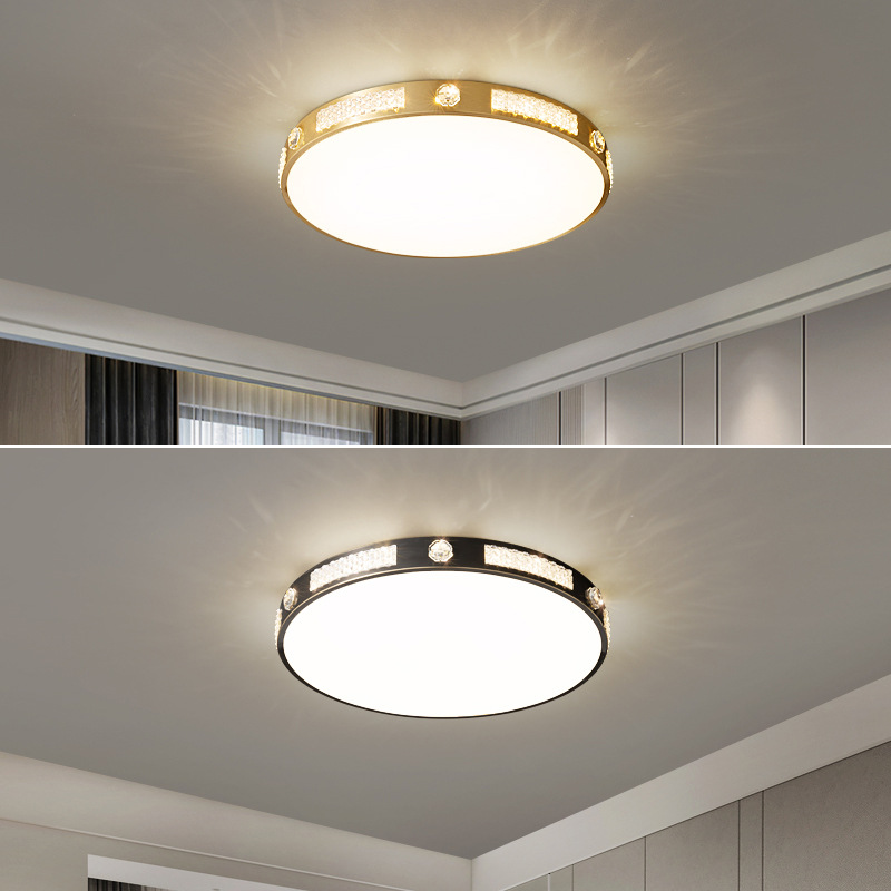 Italian Minimalist All-copper Ceiling Lamp,Post-modern Simple Light Luxury Master Bedroom Lamp,Round Internet Celebrity Model Room Ceiling Lamp