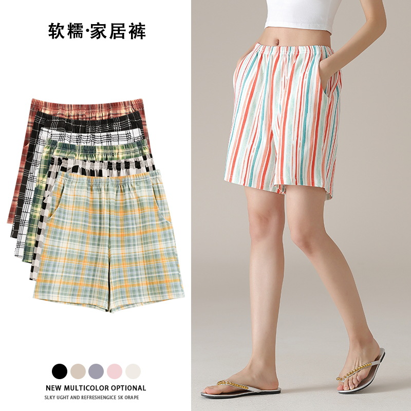 [7A antibacteriano] Pantalones cortos deportivos casuales de verano de algodón puro para mujer, pijamas sueltos para el hogar, cintura alta cómoda para correr