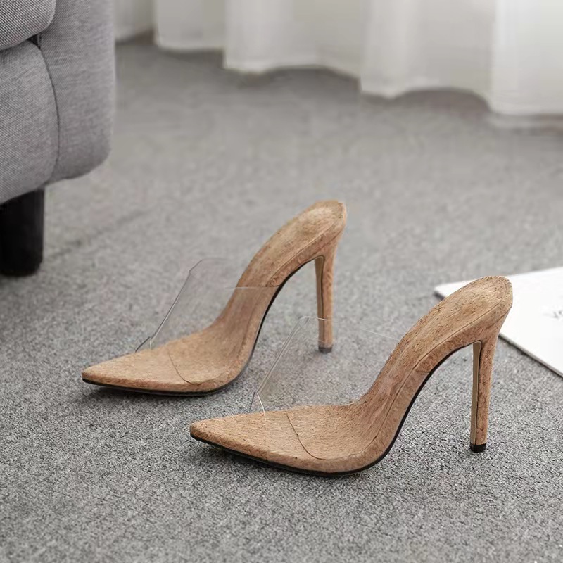 transparent pointed toe stiletto slippers NSJJX120605