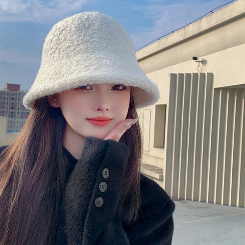 Winter Korean style face-showing small wool fisherman hat Japanese Internet celebrity with the same temperament and elegant temperament covering the basin hat wool hat
