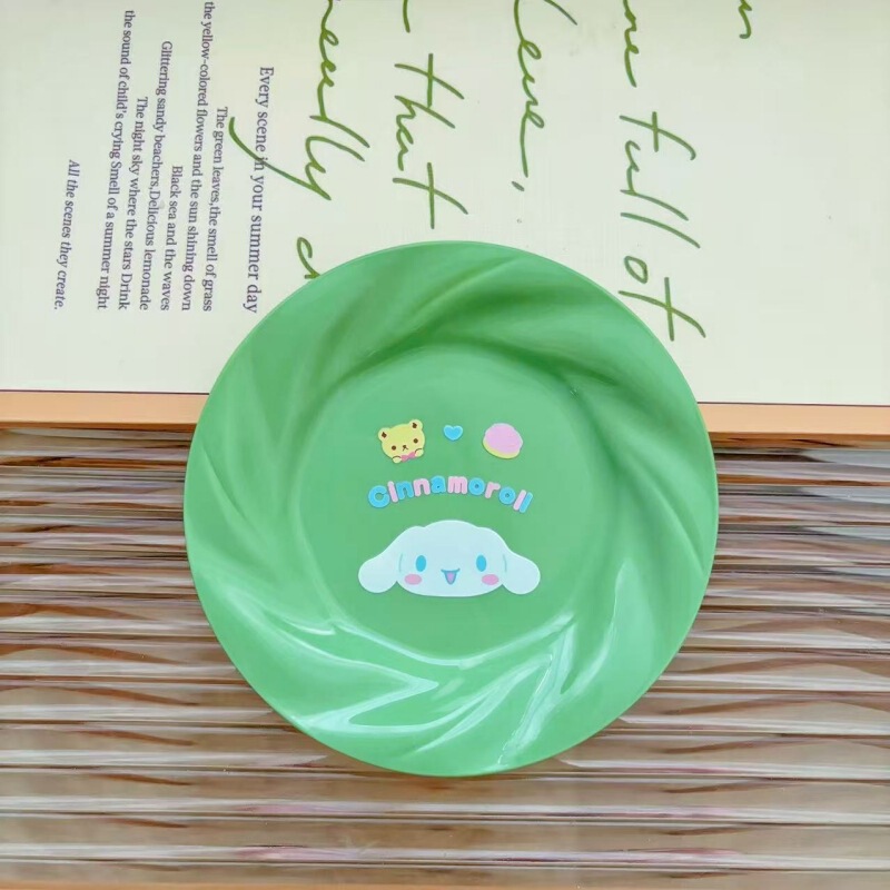 史迪仔猫咪家用餐桌吐骨碟点心盘库洛米塑料零食收纳盘甜品小吃盘|undefined