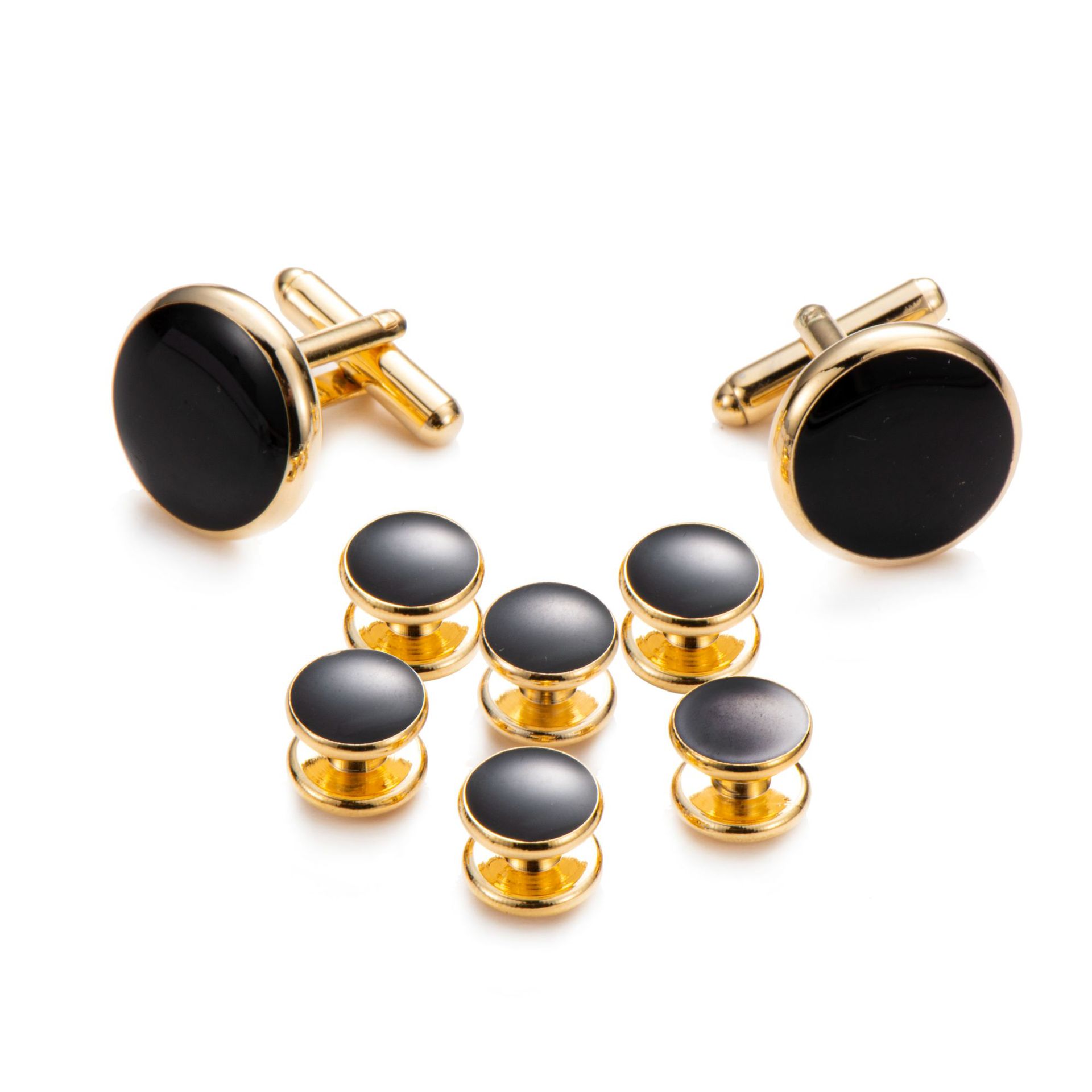 Dali Simple Oil Metal French Tails Suit Shirt Black Enamel Cufflinks