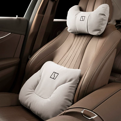 Headrest: Car Headrest Neck Pillow Seat - horn-style-off-white-ji-krypton-one-headrest-one-lumbar-support