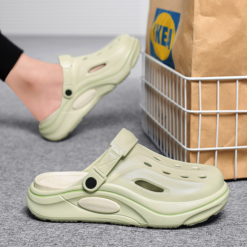 Zapatos con agujeros para hombres, ropa exterior de verano, zapatos casuales de suela blanda, zapatillas Baotou, deportes al aire libre, sandalias de playa de conducción