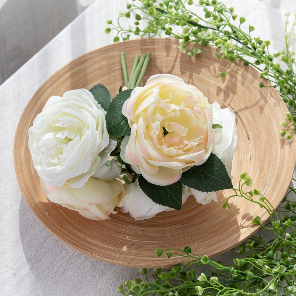 仿真花廠家批發 玫瑰花束外貿假花出口婚慶家居裝飾品GF13941/5