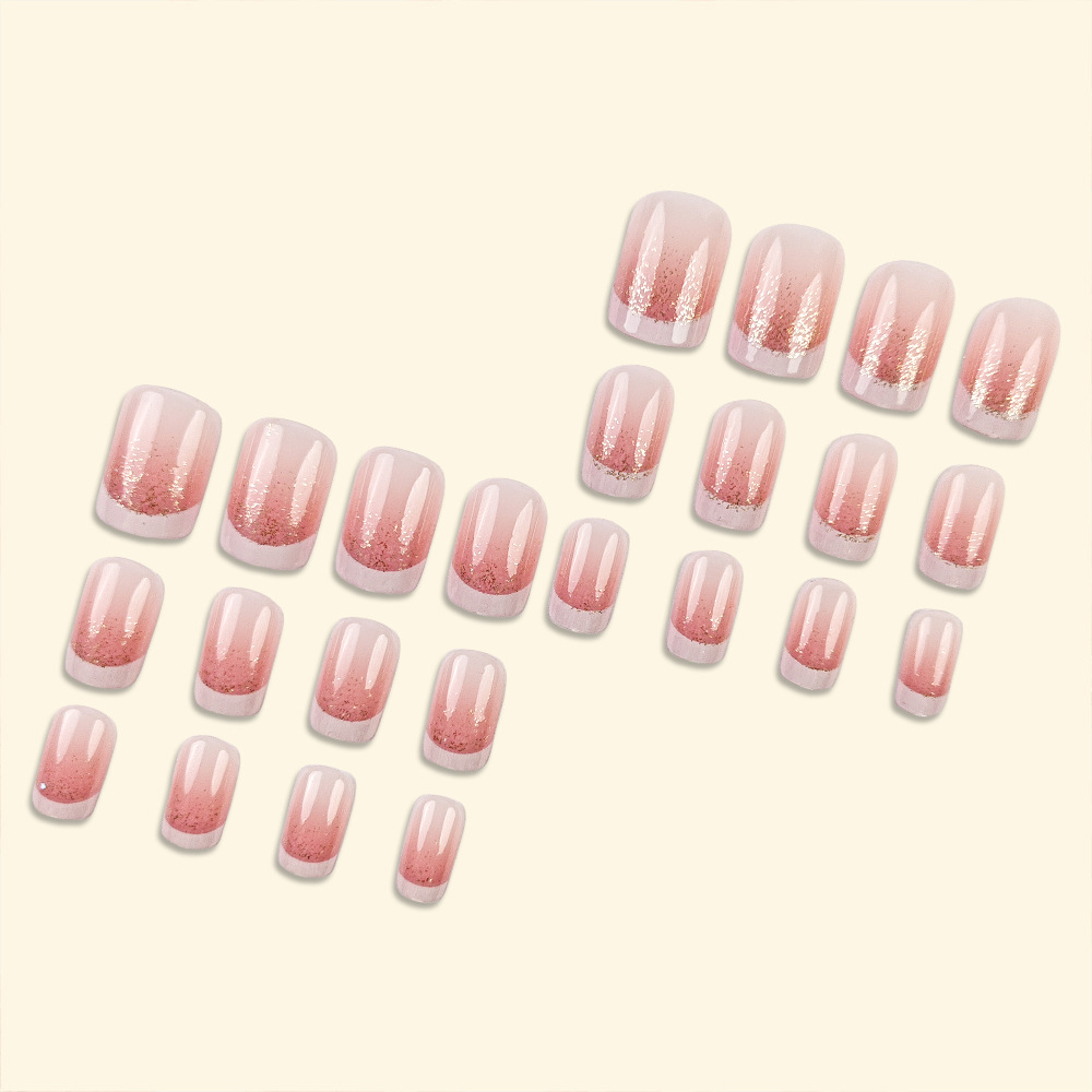 Polvo desnudo de venta en caliente transfronteriza, polvo de uñas de uso francés, polvo de uñas dulce y suave, 24 piezas de parche de uñas terminado. image 5