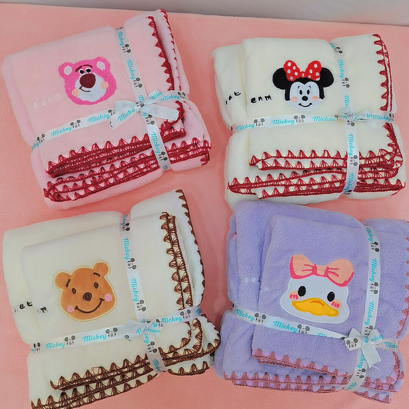 Coral Velvet Cartoon Embroidered Bath Towel Cute Mickey Mouse Daisy Duck Absorbent Towel Bath Towel Gift Set