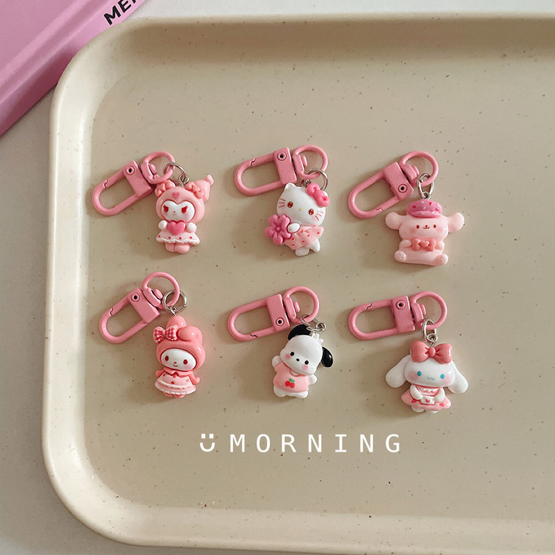 New Cute Pink Sanrio Keychain Pendant Cartoon Student School Bag Pendant Accessories Bestie Gift