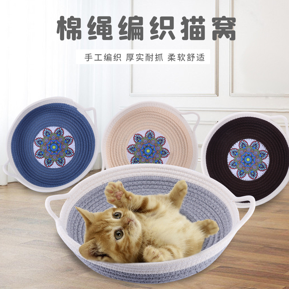 Fábrica al por mayor Four Seasons cuerda de algodón universal tejida nido de gato cachorro cálido nido de mascota nido de gato al por mayor