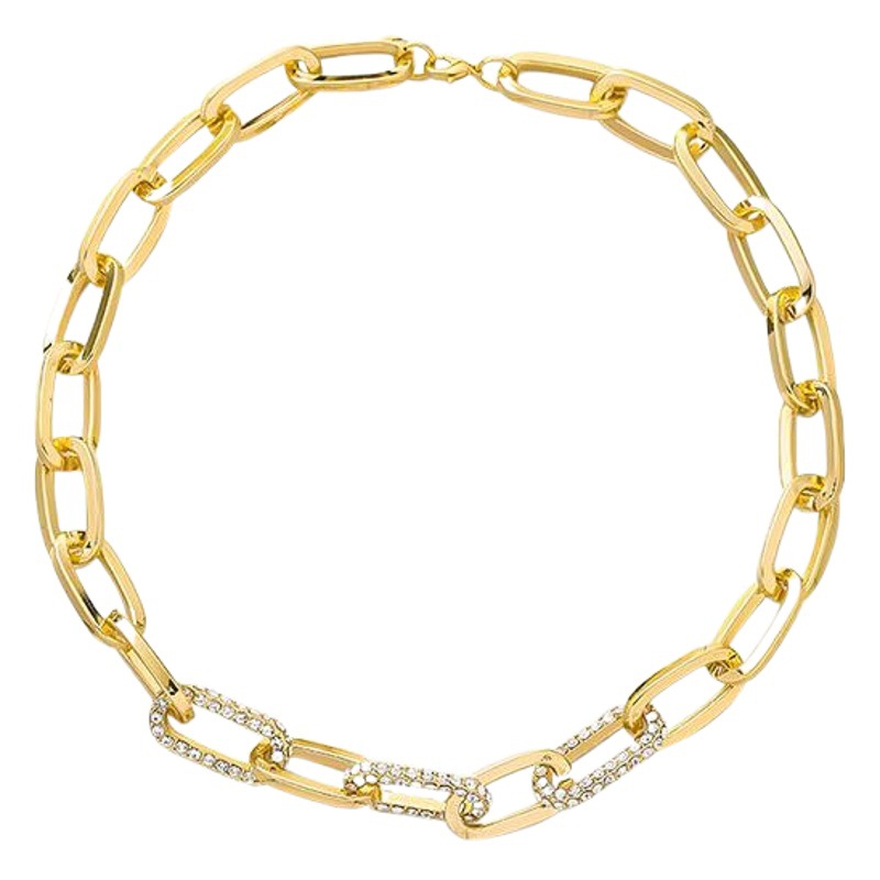 Collar de cadena gruesa de metal europeo y americano 2022 nueva cadena de clavícula de lujo de luz roja neta para mujer collar de mujer Cadena de suéter personalizada