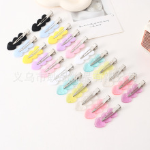 6公分三个爱心无痕发夹透明金粉实色diy手工材料发夹发卡配件头饰