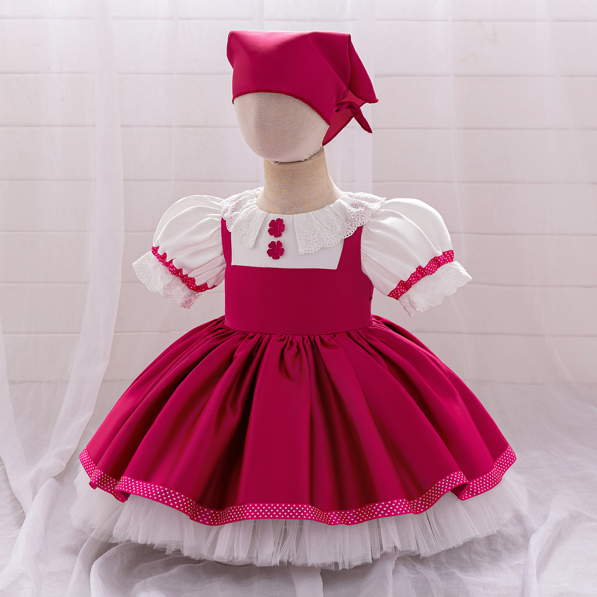 Europa y los Estados Unidos nuevo Martha y oso cos vestido de niña burbuja manga plegado vestido de fiesta vestido de papel infantil