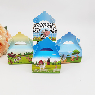 24/48Pcs Cartoon Animals Candy Box with Handle Happy Kids